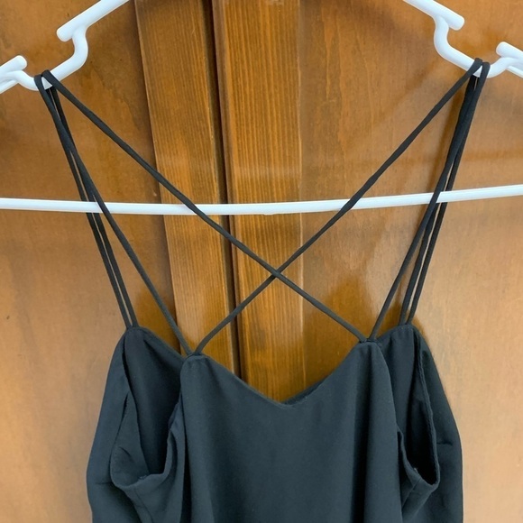 Candies vintage black poly camisole top XS 14 in pit crisscross strap #bikercore - Picture 5 of 6